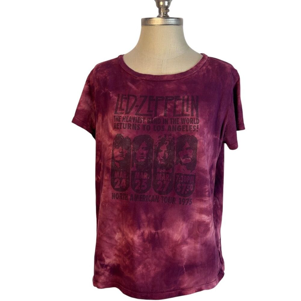 Led Zeppelin 1975 Tour Tie-Dye T-Shirt Purple Unisex Size L Vintage Rock
